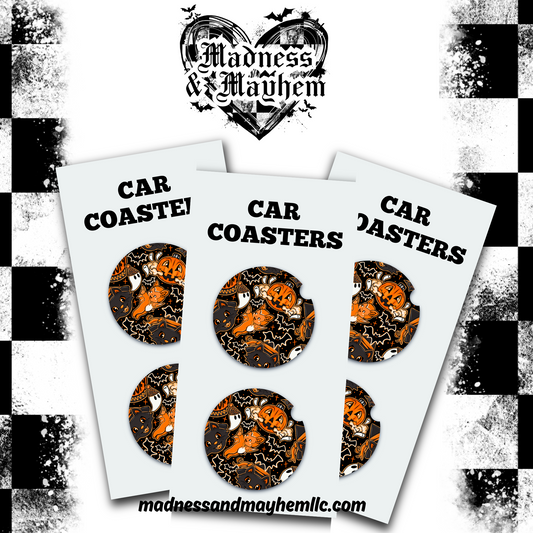 Vintage doodle Halloween Car Coasters
