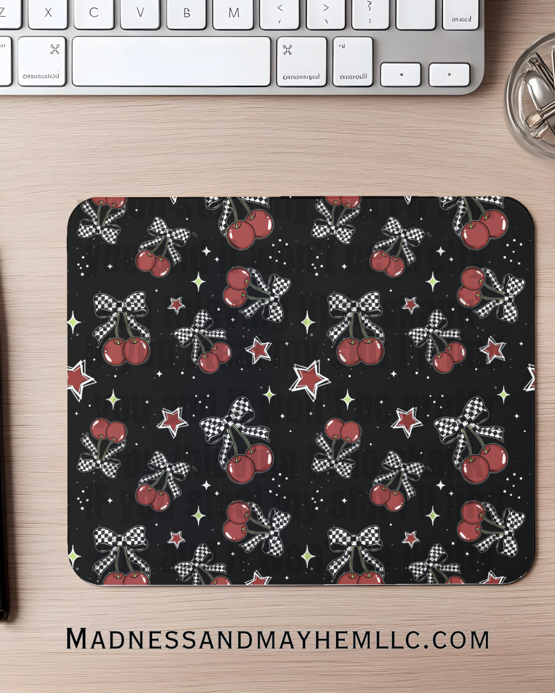 Checkered cherry Mouse Pad