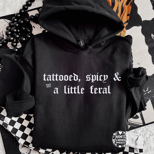 Tattooed spicy feral embroidered Hoodie