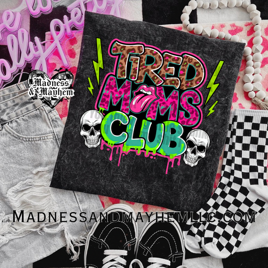 Tired moms club mineral wash tee