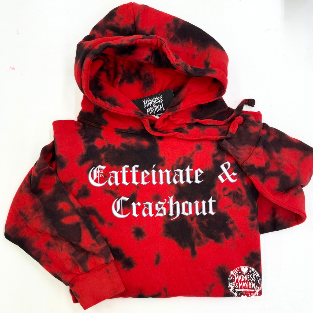 Red caffeinate & crashout embroidered Hoodie