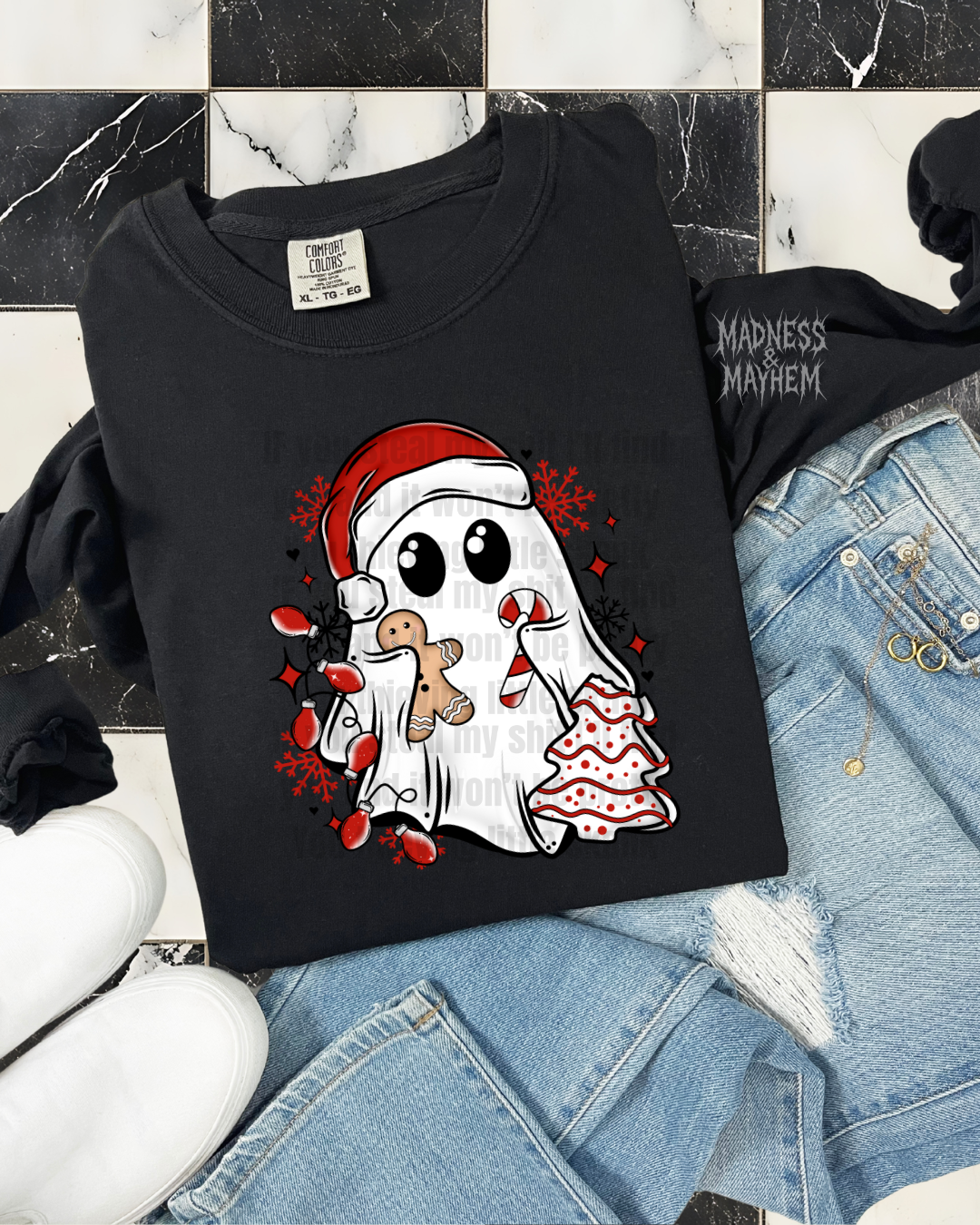 gingerbread cake ghost long sleeve tee