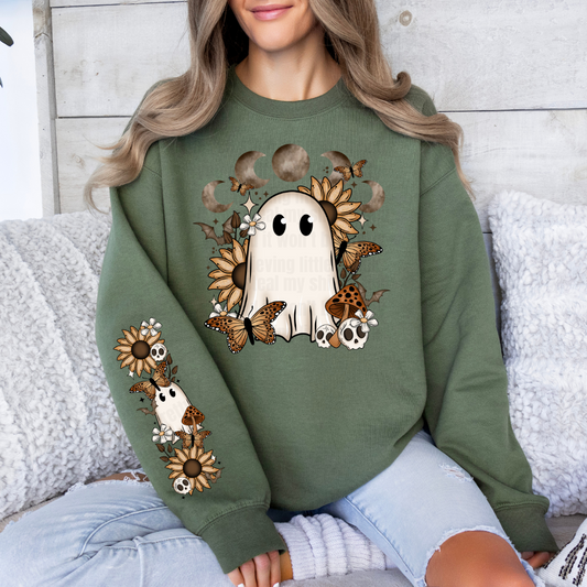 Fall ghost with optional sleeve Full Color DTF Transfer