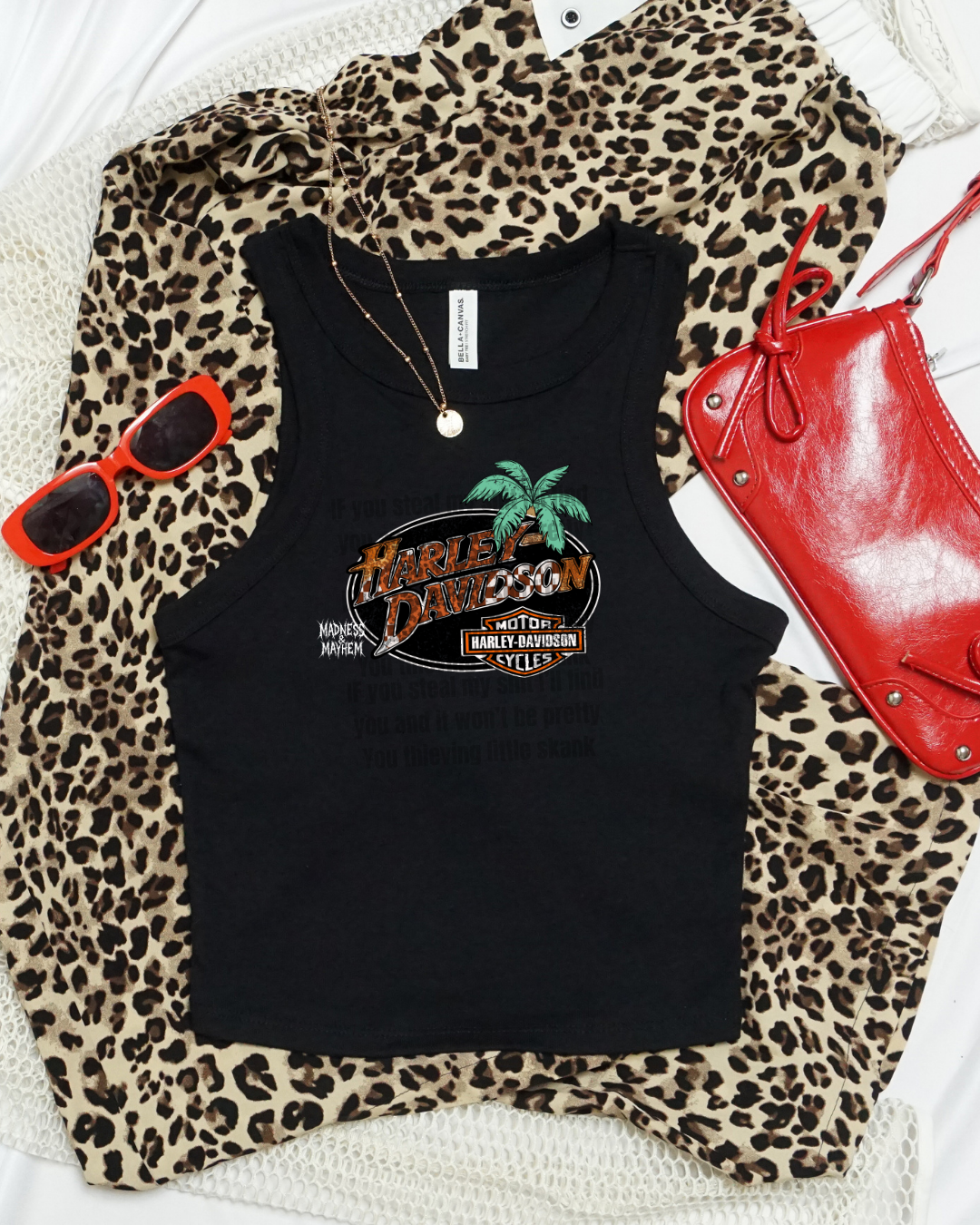 Harley palm tree cropped tank
