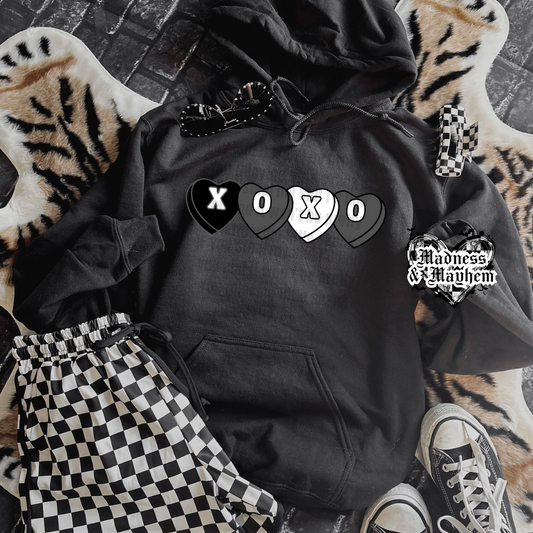 XOXO Candy Hearts hoodie (finished product)