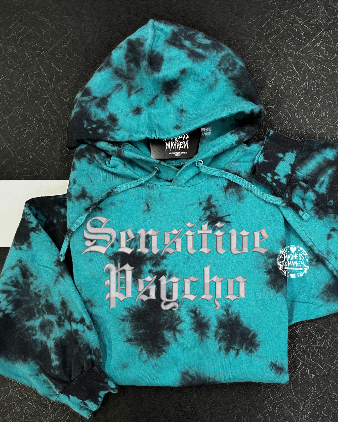 Teal sensitive psycho embroidered Hoodie