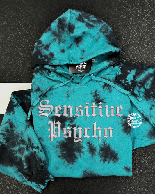 Teal sensitive psycho embroidered Hoodie