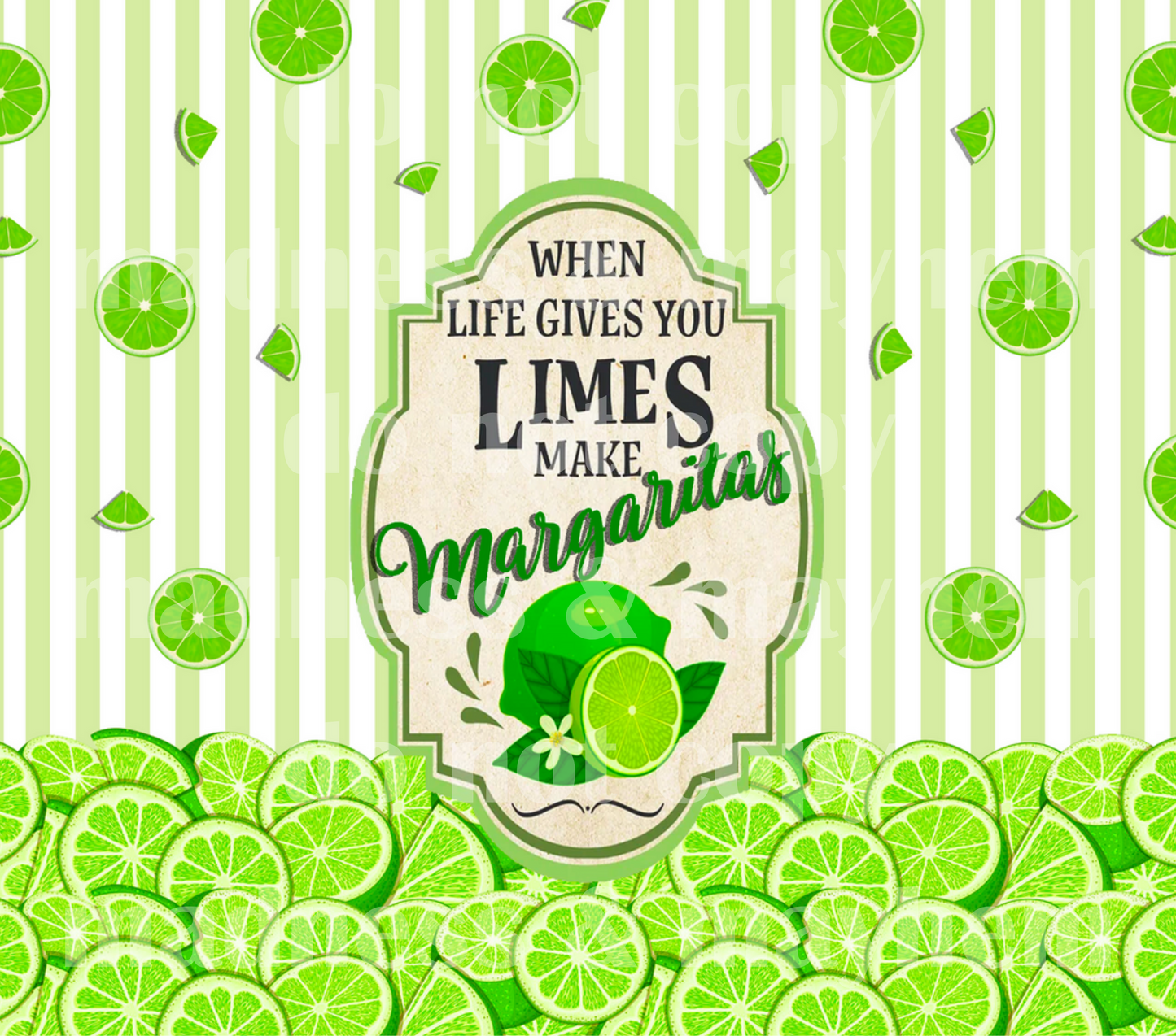 Lime Margaritas 20z Tumbler Wrap (sublimation transfer)