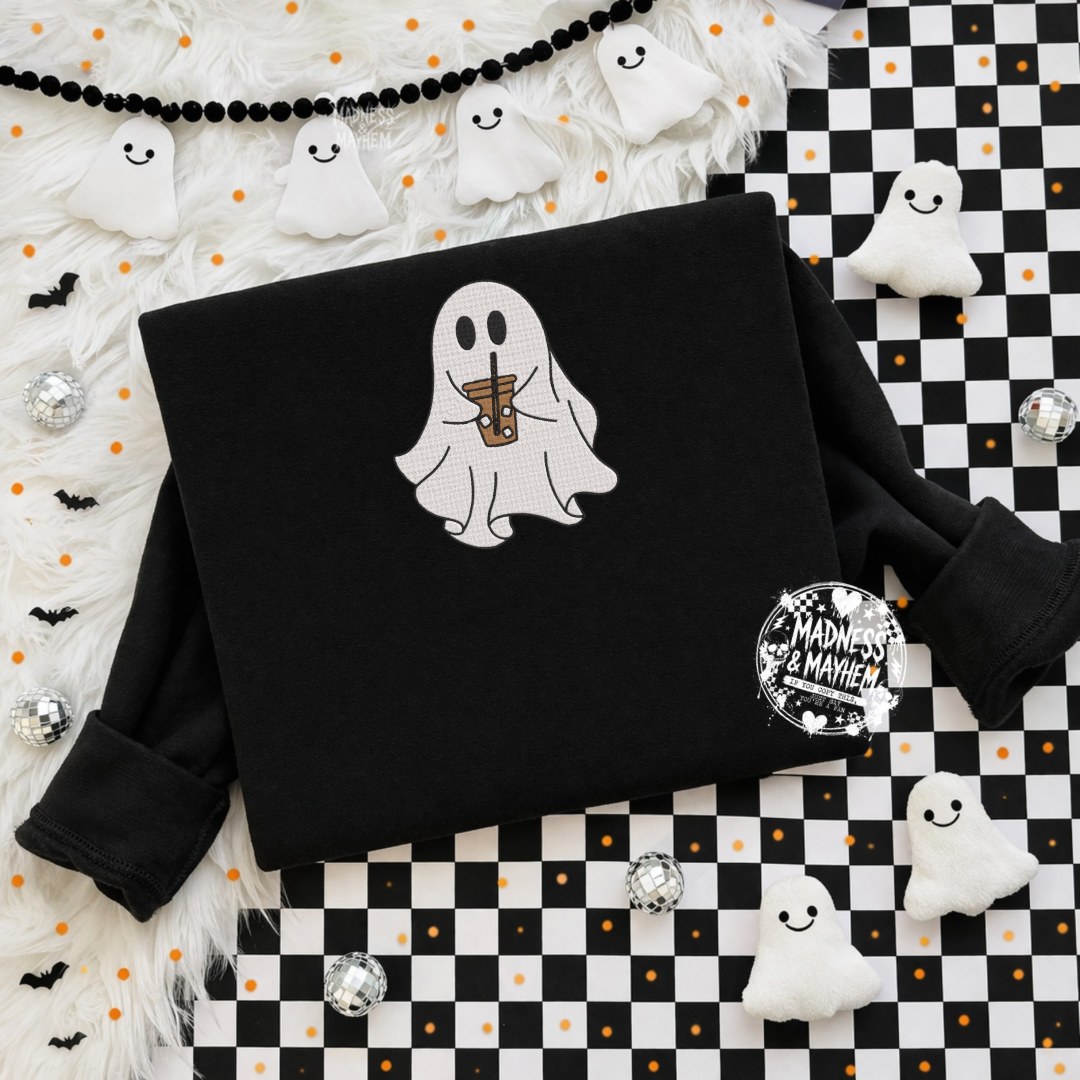Iced coffee ghost embroidered sweatshirt