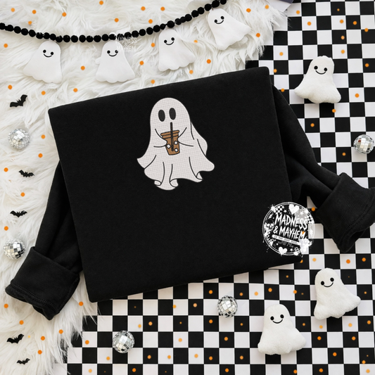 Iced coffee ghost embroidered sweatshirt