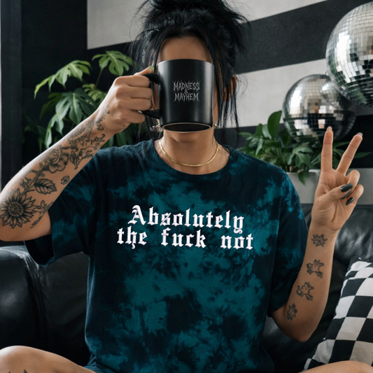 Teal absolutely the fuck not embroidered tie dye T-shirt