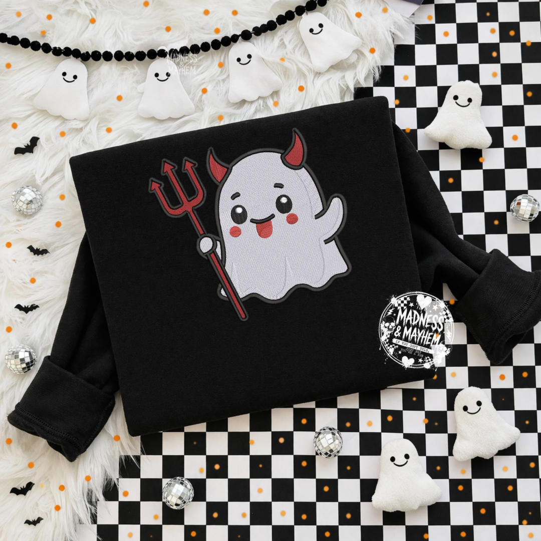 Devilish ghost embroidered sweatshirt