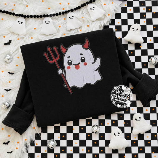 Devilish ghost embroidered sweatshirt