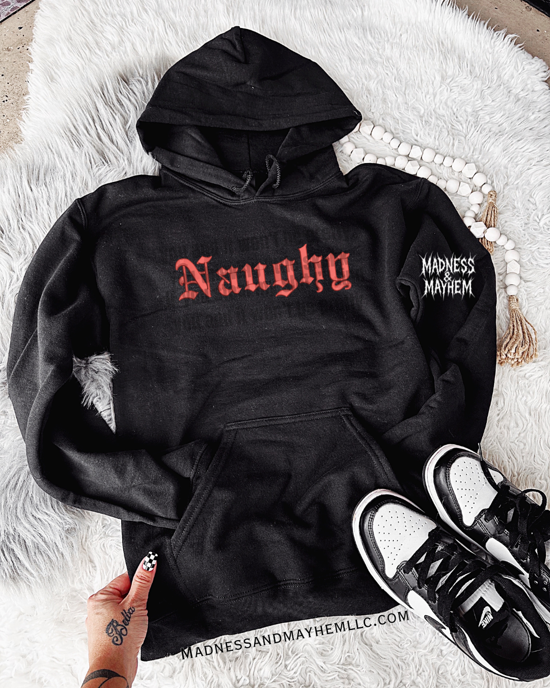 Naughty Embroidered Christmas Hoodie
