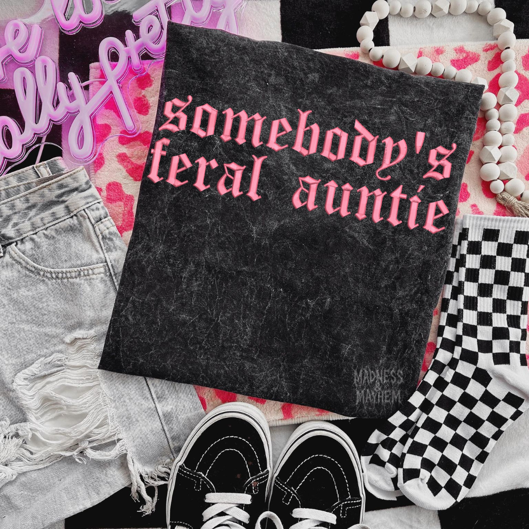 Feral auntie Embroidered Mineralwash Tshirt