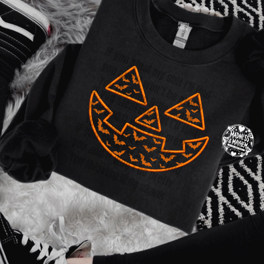 Orange jack o lantern sweatshirt