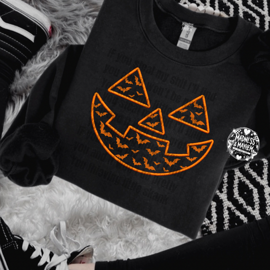 Orange jack o lantern sweatshirt