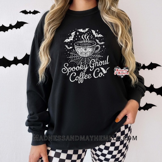 Spooky ghoul coffee co long sleeve tee