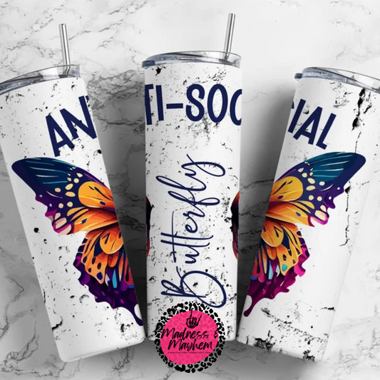 Anti Social butterfly 20 oz tumbler (finished product)