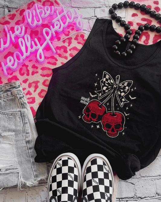 checkered cherry unisex tank