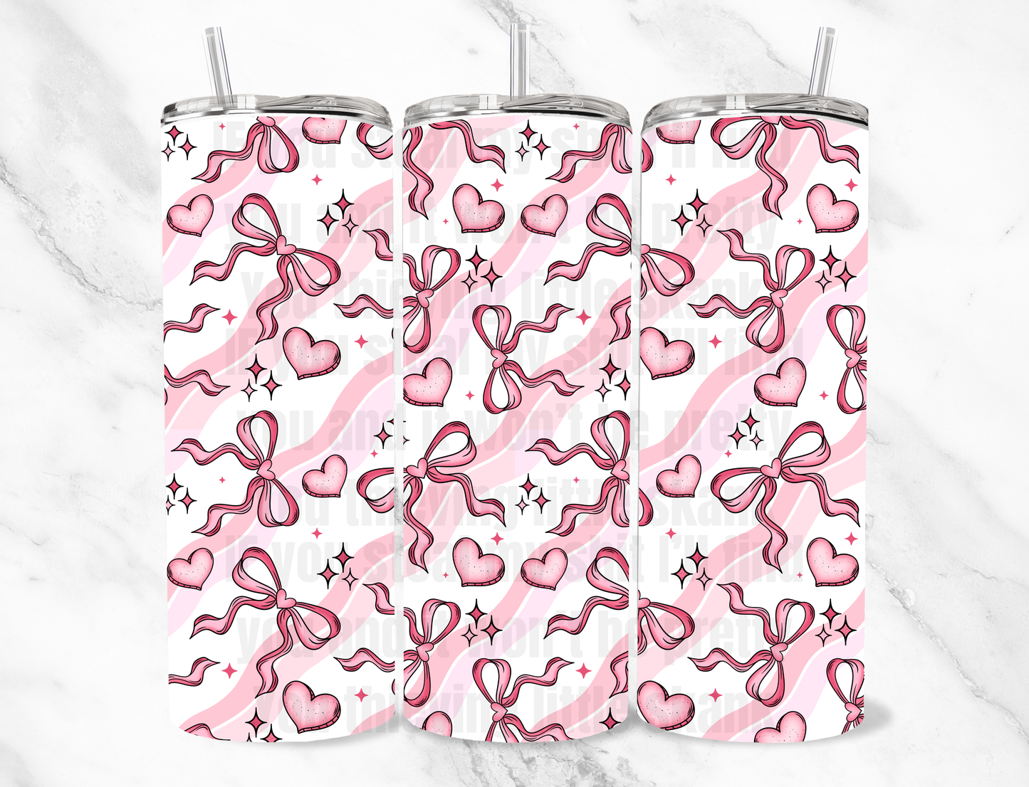 Pink Red coquette bows 20oz Tumbler (finished product)