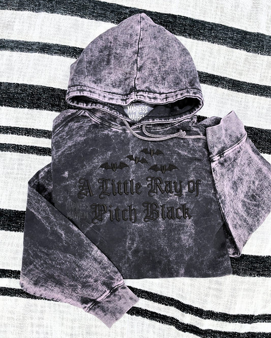 Ray of pitch black mineral wash Hoodie