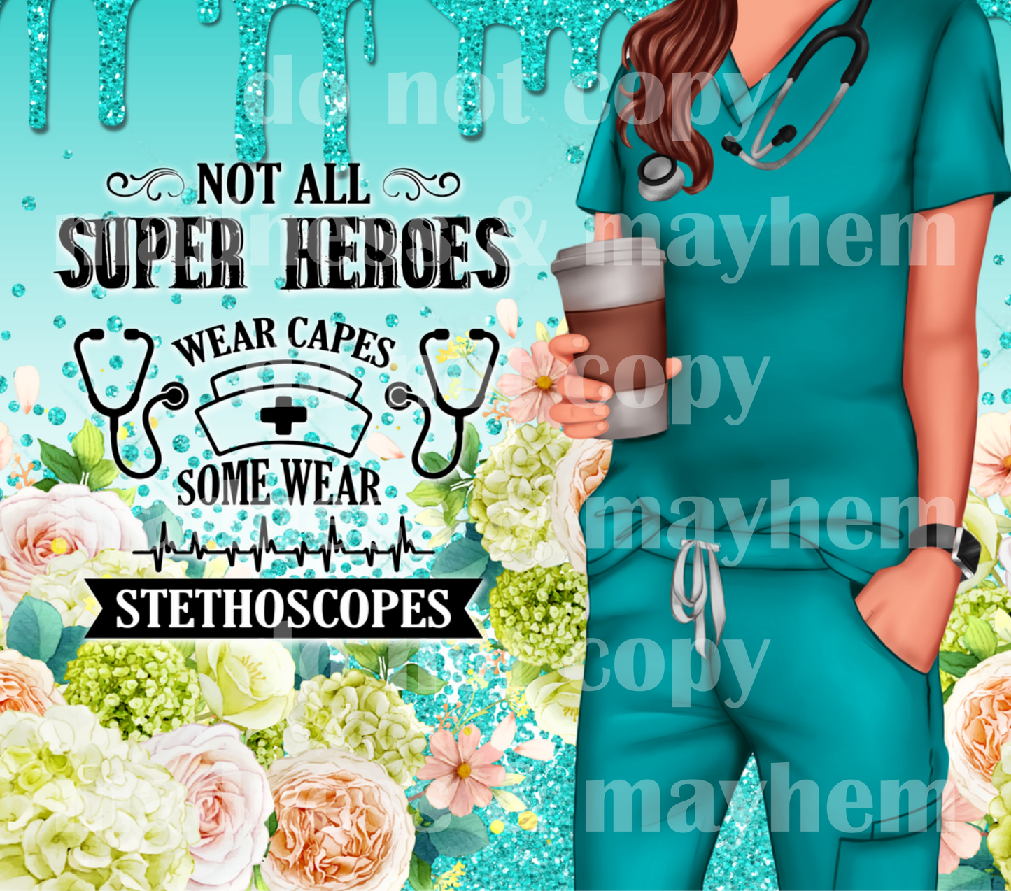 Nurse Stethoscope 20z Tumbler Wrap (sublimation transfer)