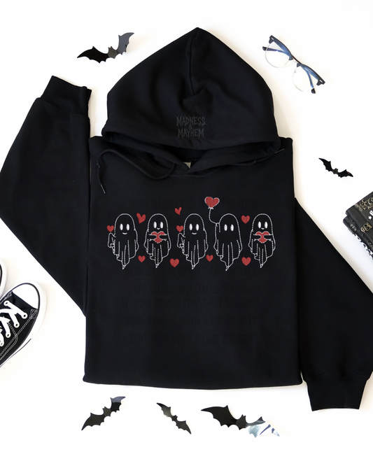 Valentine ghost Embroidered Hoodie