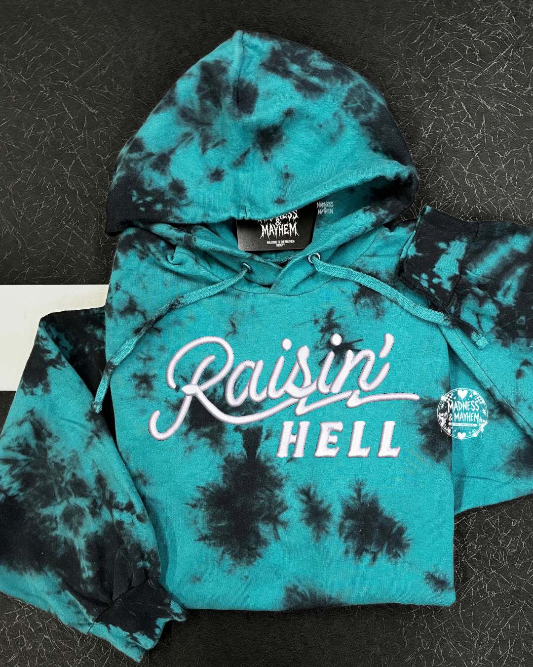 Teal raisin hell embroidered Hoodie