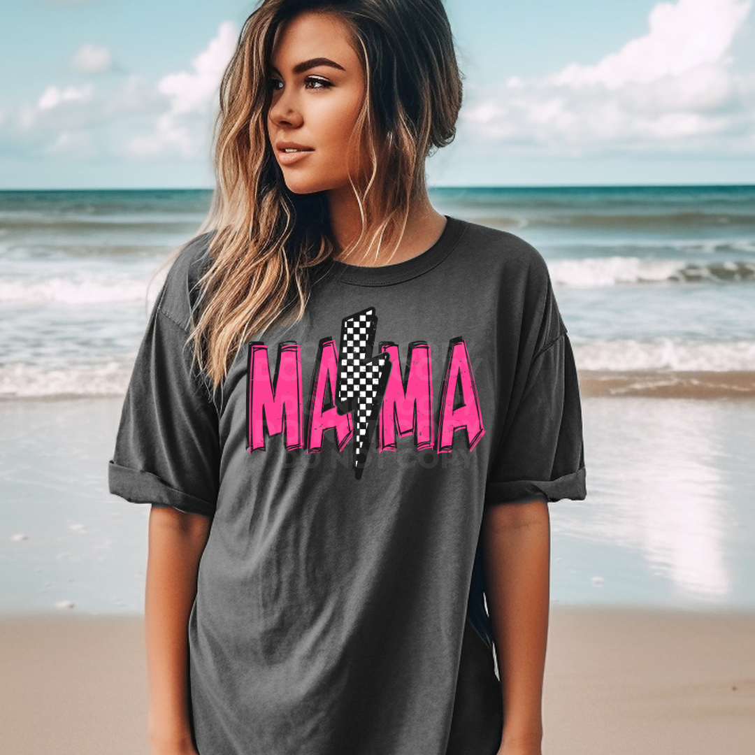 Pink Grunge Mama Bolt Full Color DTF Transfer