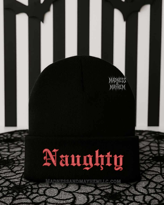 Naughty embroidered beanie