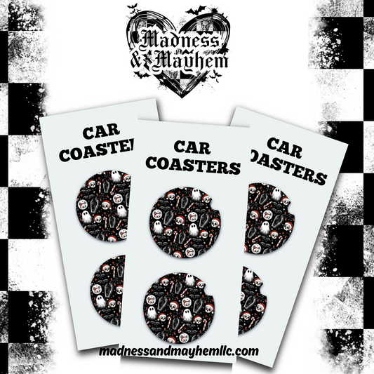 Christmas ghosts & coffins Car Coaster (Finished Product)