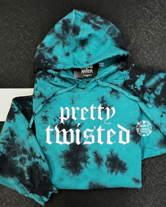 Teal pretty twisted embroidered Hoodie