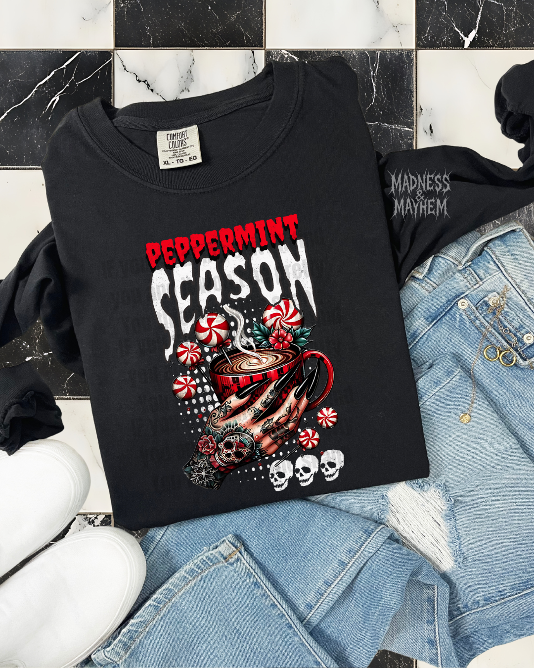 peppermint season long sleeve tee