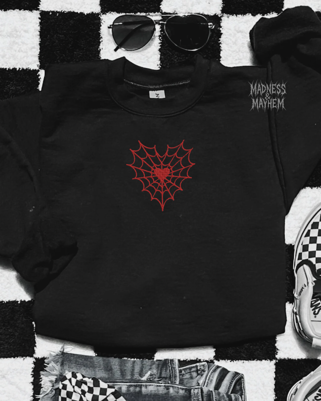 Web heart embroidered sweatshirt