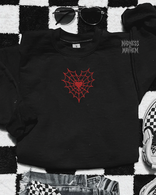 Web heart embroidered sweatshirt