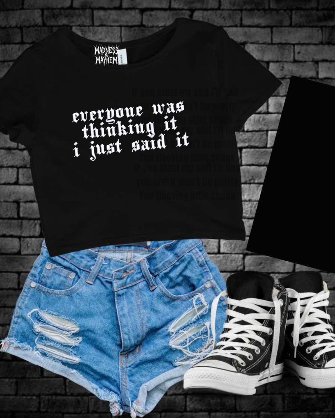 Everyone was thinking it embroidered cropped tee