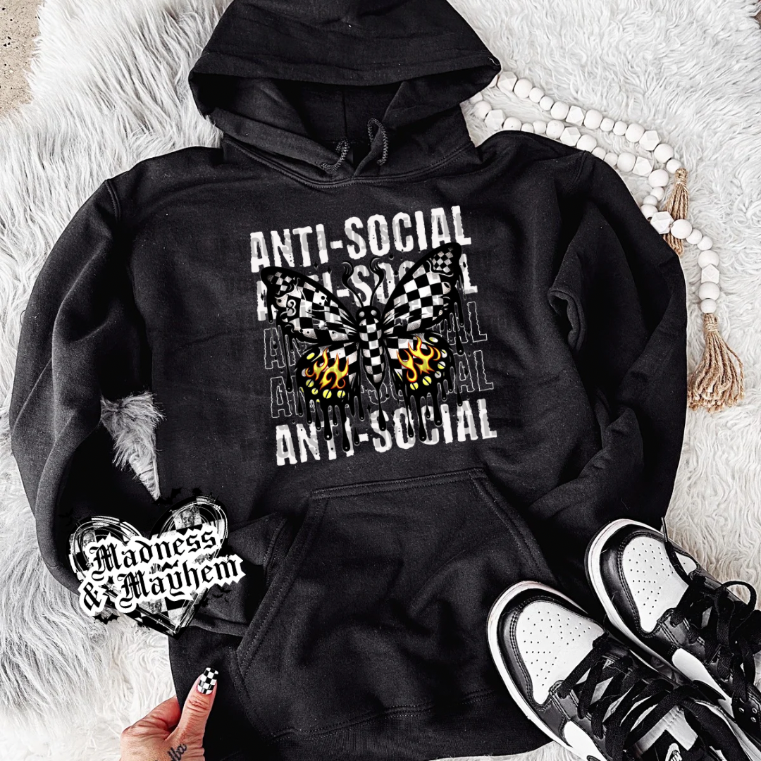 Anti social butterfly hoodie (finished product)