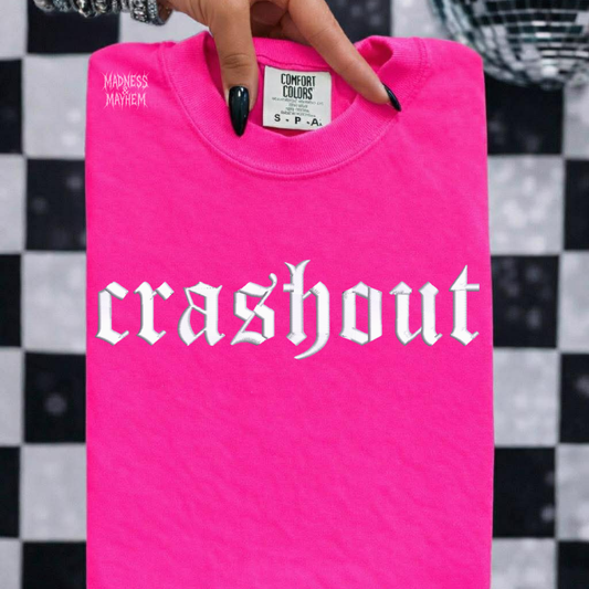 Neon pink crashout embroidered tshirt