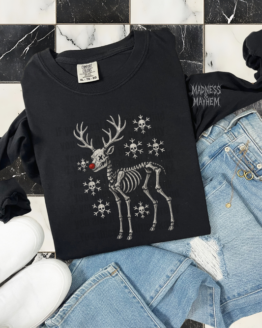 Skeleton reindeer long sleeve tee