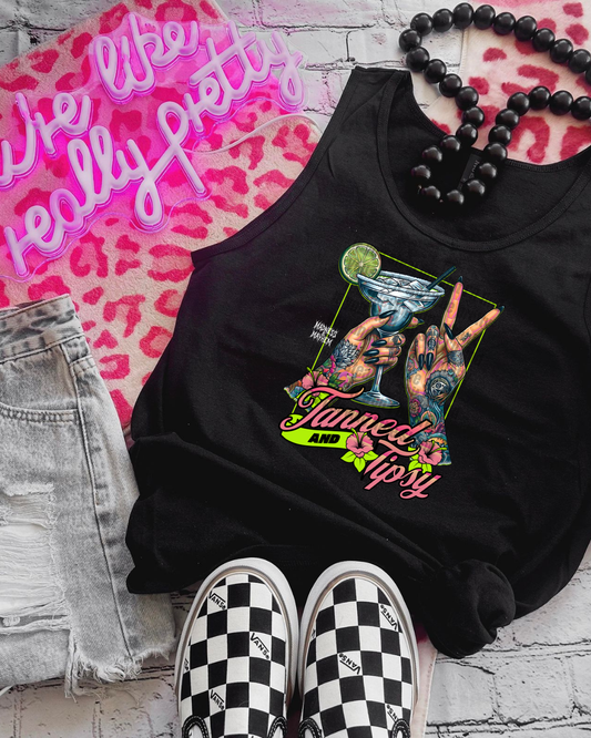 Tanned & tipsy unisex tank