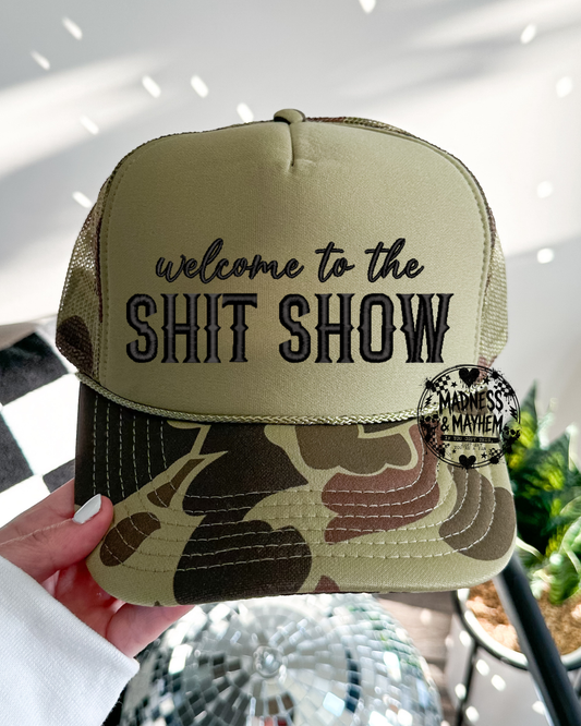 Shit show embroidered camo Trucker Hat