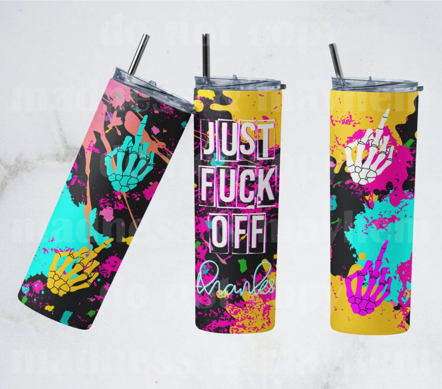 Fuck Off Thanks 20z Tumbler Wrap (sublimation transfer)