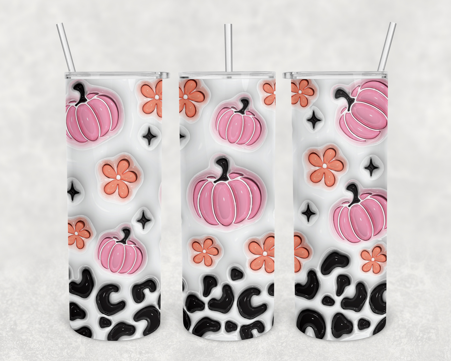 Leopard Pumpkin 3D 20z Tumbler Wrap (sublimation transfer)