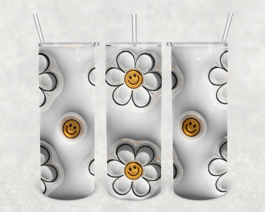 White Daisy 3D 20z Tumbler Wrap (sublimation transfer)