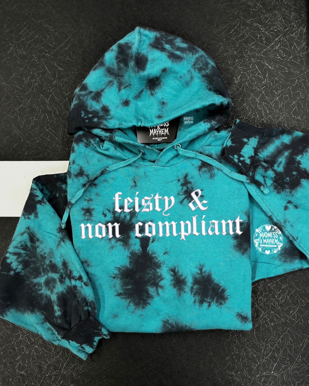 Teal feisty embroidered Hoodie