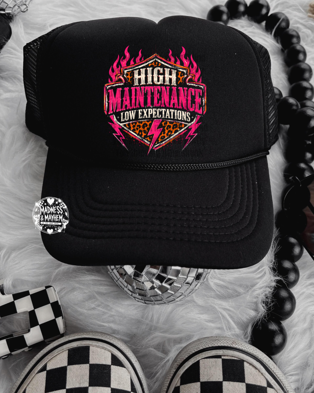 Black high maintenance Trucker Hat