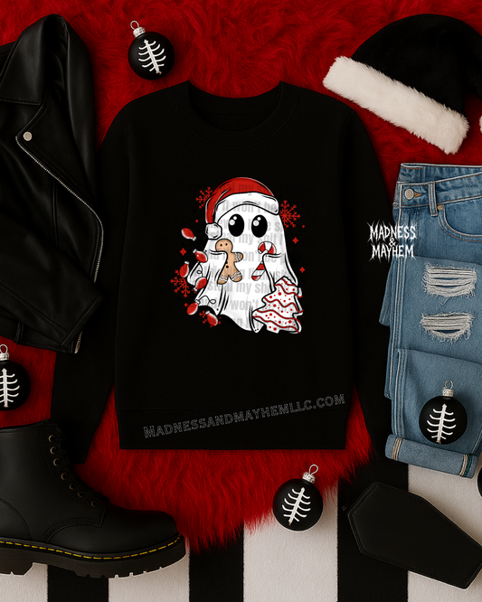 Christmas cake ghost sweatshirt