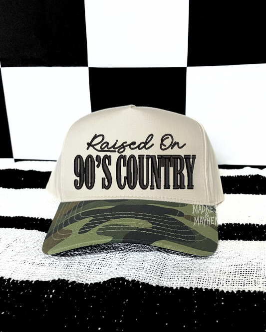Camo raised on 90s country embroidered Hat