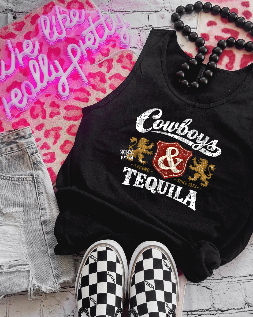 cowboys & tequlia unisex tank